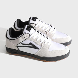 Lakai Skateboard Shoes Telford Low White Suede Cordura Black
