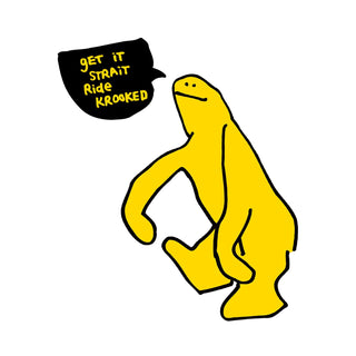 Krooked Skateboard Sticker Get it Straight Yellow 4.5" x 5.5"