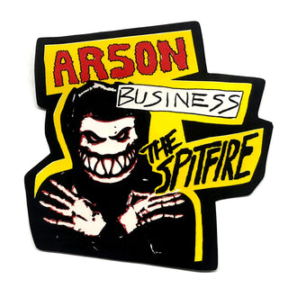 Spitfire Wheels Skateboard Sticker Arson Business Black/Yellow 5" x 5.5" 5-Pack