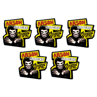 Spitfire Wheels Skateboard Sticker Arson Business Black/Yellow 5" x 5.5" 5-Pack