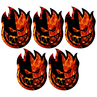 Spitfire Wheels Skateboard Sticker Two Tone Flame Bighead Black/Orange 4.5" x 6" 5-Pack