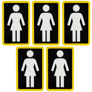 Girl Skateboard Sticker OG Decal White/Black/Yellow 6" x 3.75" 5-Pack
