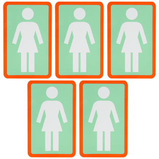 Girl Skateboard Sticker OG Decal White/Mint/Orange 6" x 3.75" 5-Pack