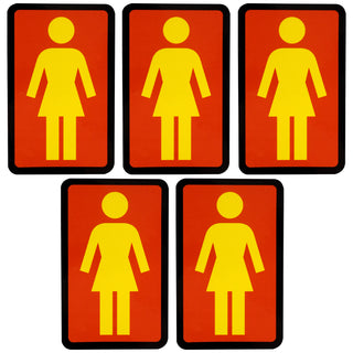 Girl Skateboard Sticker OG Decal Yellow/Brown/Black 6" x 3.75" 5-Pack