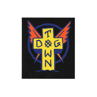 Dogtown Skateboards Sticker Scratch Cross Black/Yellow/Orange 3.25" x 3.75"