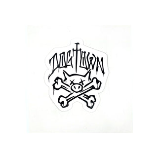 Dogtown Skateboards Sticker Pig and Bones White/Black 3" x 3.25"