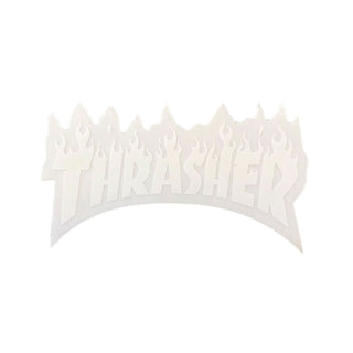 Thrasher Skateboard Magazine Sticker Flame Logo Small White 2" x 3.25"