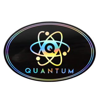 Quantum Bearings Sticker Brand Name Atom Oval Metallic 4" x 3"