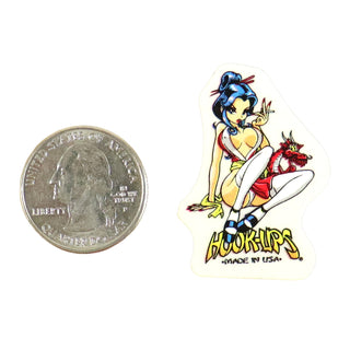 Hook Ups Skateboards Sticker - Mini Size - Geisha 2 1.25" x 1.625"