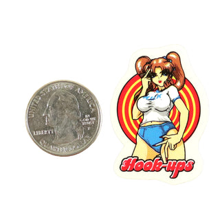 Hook Ups Skateboards Sticker - Mini Size - Sakura 1.25" x 1.75"