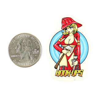 Hook Ups Skateboards Sticker - Mini Size - Fire Fighter 1.25" x 1.75"