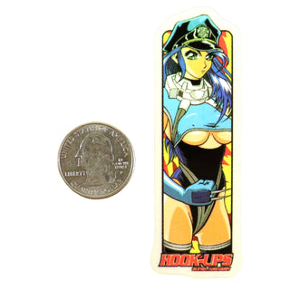 Hook Ups Skateboards Sticker - Mini Size - Super Assassin Vertical 1" x 3.25"