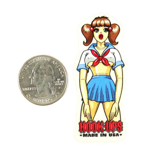 Hook Ups Skateboards Sticker - Mini Size - Blow Up Doll 1" x 2.4"