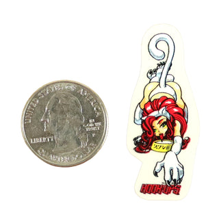 Hook Ups Skateboards Sticker - Mini Size - Milky Cat .75" x 1.8"