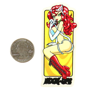 Hook Ups Skateboards Sticker - Mini Size - Akiko Cat Girl 3 1.4" x 3.25"