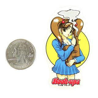 Hook Ups Skateboards Sticker - Mini Size - Smoking Sakura 1.5" x 2.5"