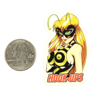 Hook Ups Skateboards Sticker - Mini Size - Bumblebee 1.4" x 2.25"
