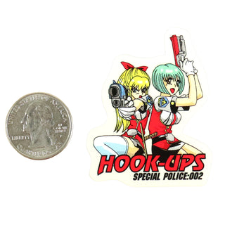 Hook Ups Skateboards Sticker - Mini Size - Special Police 1.75" x 2.1"