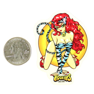 Hook Ups Skateboards Sticker - Mini Size - Akiko 4 1.8" x 2.4"