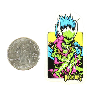 Hook Ups Skateboards Sticker - Mini Size - Horned Monster 1.125" x 2"