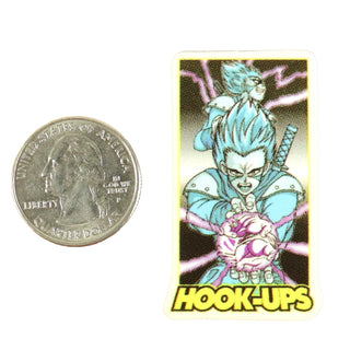 Hook Ups Skateboards Sticker - Mini Size - Samurai 1.125" x 1.9"