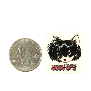 Hook Ups Skateboards Sticker - Mini Size - Cat Girl 1.1" x 1.125"