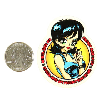 Hook Ups Skateboards Sticker - Mini Size - Poison Smoking 2" x 2.25"