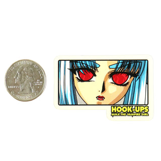 Hook Ups Skateboards Sticker - Mini Size - Mika The Vampire Girl 2.3" x 1.4"