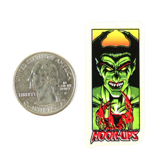 Hook Ups Skateboards Sticker - Mini Size - Franken Guy .875" x 1.75"