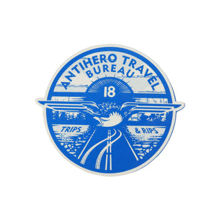 Anti Hero Skateboard Sticker Travel Bureau Blue 4.25" x 3.75"
