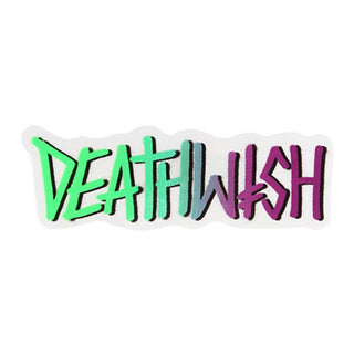 Deathwish Sticker Graffiti Logo Green/Purple 6.5"x2.5"