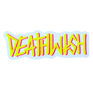 Deathwish Sticker Graffiti Logo Yellow/Pink 6.5"x2.5"