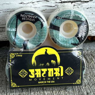 Satori Skateboard Wheels 53mm Spencer Hamilton Artist Conical 101A with Spitfire Bearings