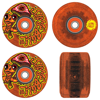 Slime Balls Skateboard Wheels 60mm Frog Trips Light Ups OG Slime 78A Red Glitter w/ Bronson Bearings