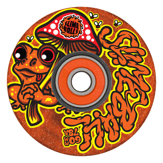 Slime Balls Skateboard Wheels 60mm Frog Trips Light Ups OG Slime 78A Red Glitter w/ Bronson Bearings