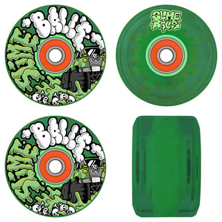 Slime Balls Skateboard Wheels 66mm Accelerator Light Ups OG Slime 78A Green w/ Bronson Bearings