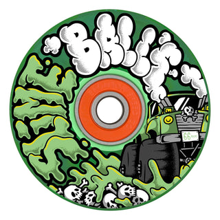 Slime Balls Skateboard Wheels 66mm Accelerator Light Ups OG Slime 78A Green w/ Bronson Bearings