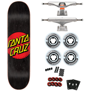 Santa Cruz Skateboard Dot Black 8.25" with Independent Mids Trucks, Ricta Wheels