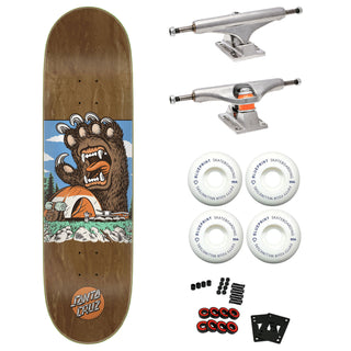 Santa Cruz Premium Skateboard with Indy Trucks, Blueprint Wheels 8.5" Screaming Grizzly