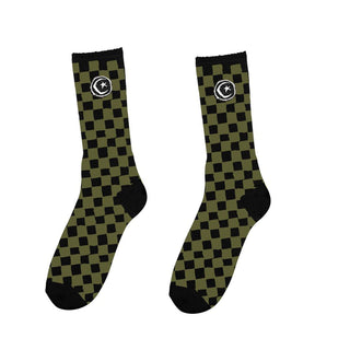 Foundation Skateboard Socks Star & Moon Checkers Black OS Adult Crew