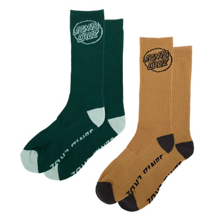 Santa Cruz Skateboards Socks Opus Strip Crew Forest/Saddle 2 Pairs