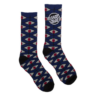 Santa Cruz Skateboards Socks Salba Eyes Mid Crew Blue Dusk/Black 1 Pair