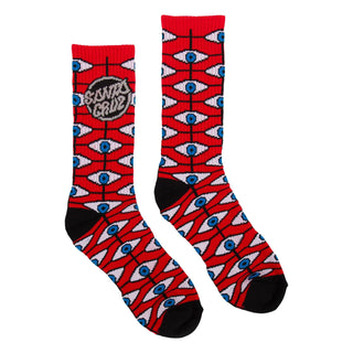 Santa Cruz Skateboards Socks Salba Eyes Mid Crew Red/Black 1 Pair