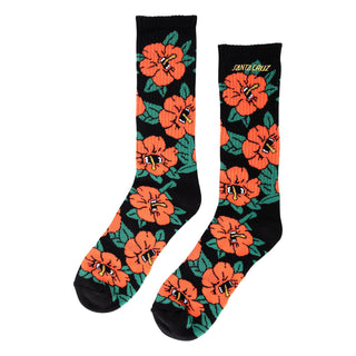 Santa Cruz Skateboards Socks Screaming Hibiscus Mid Crew Red/Black