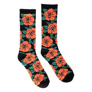 Santa Cruz Skateboards Socks Screaming Hibiscus Mid Crew Red/Black