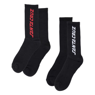 Santa Cruz Skateboards Socks Solid Strip 2-Pack Crew Black