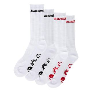 Santa Cruz Skateboards Socks Strange Strip 2-Pack Crew White Adult