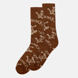 Thrasher Skateboard Socks Gonz Logo Brown/Tan