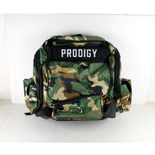 LIGHTLY USED Prodigy Disc Golf Bag BP-1 V3 Backpack Green Camo Holds up to 24 Discs