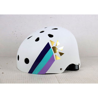LIGHTLY SKATED Krown White Shell Skateboard Helmet Adult One Size - Rainbow Sun